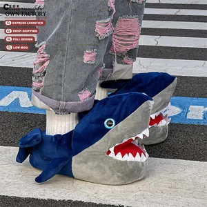 Fashionable Winter Cushioning Indoor Home Use Shark for PP Cotton Filling Custom Plush Cotton Women's Sandals