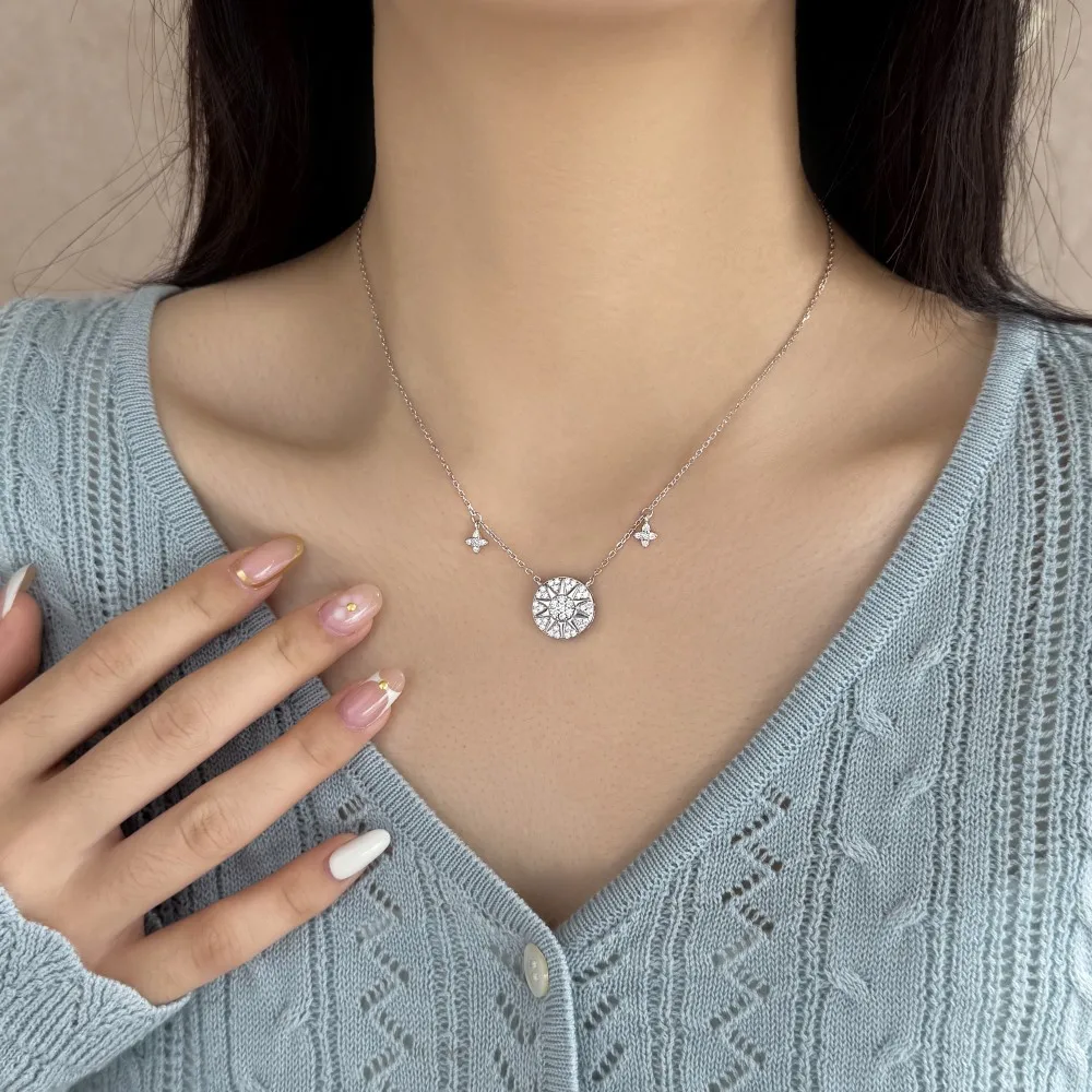 KAKODIY Exquisite Fashion 925 Sterling Silver Rhodium 18K Gold Plated 5A Zirconia Disc Octagonal Star Pendant Necklace Daily Gift detail 6