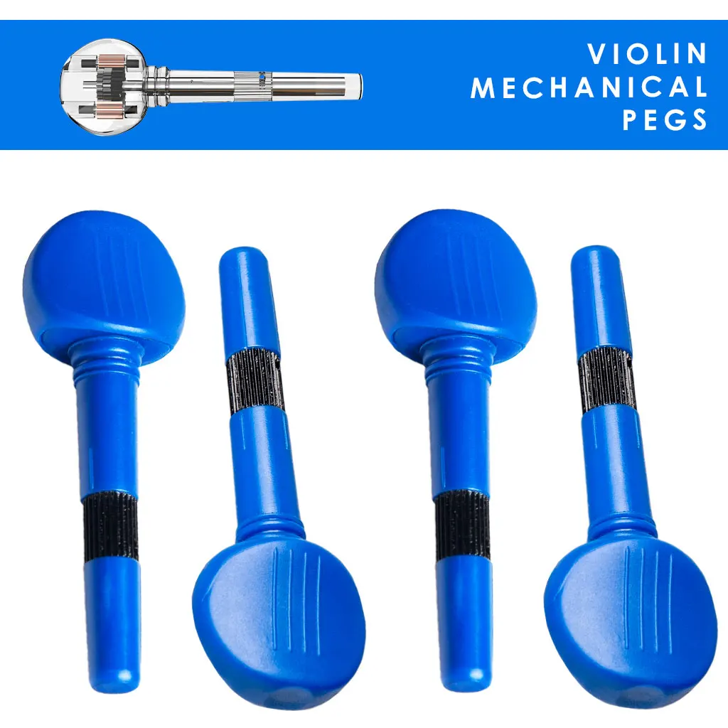 Violin Tuning Pegs - Geared Machine Heads in Blue Color