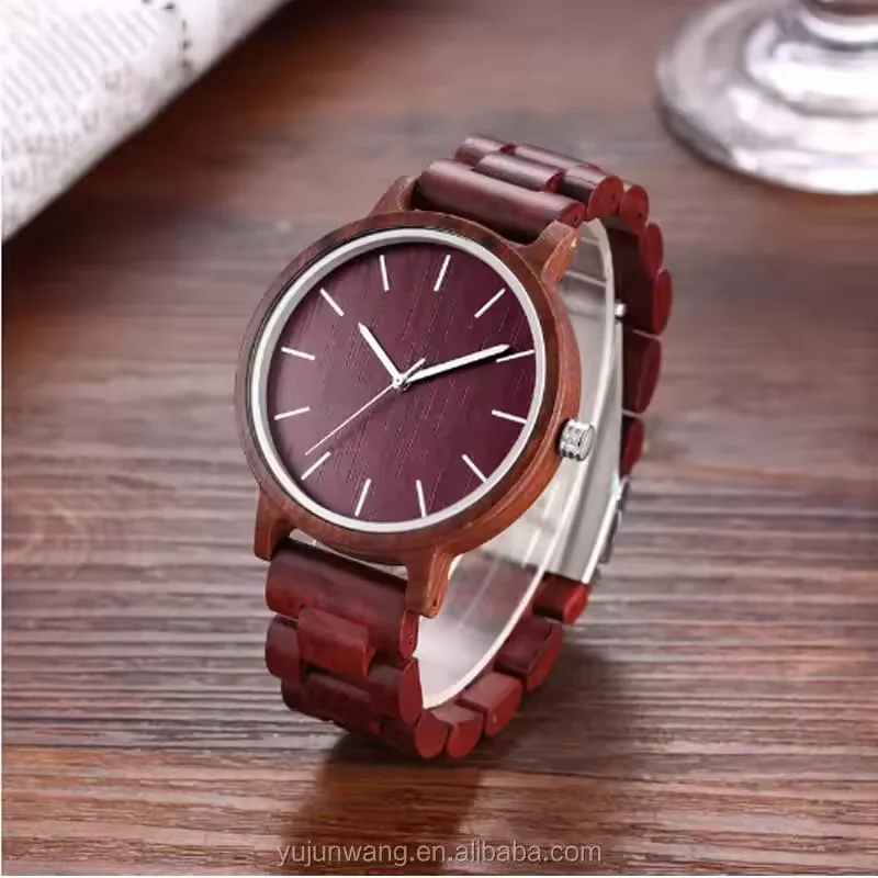 Factory Customize Red Sandal Watch Men Luxury Nature Wood Watches for Men  Top Brand Mens Quartz Wristwatches