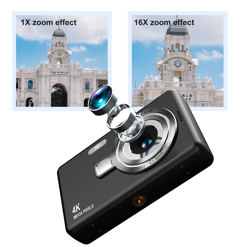 Yuniq New Muti Color 16X Zoom 2.4-Inch Hd Screen 96 Million Pixels Video Creative Compact Digital Cameras for Kids Q12 CCD