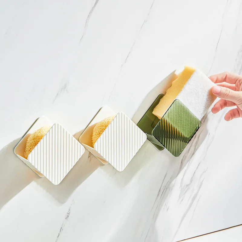 Cleaning cloth storage drain rack kitchen supplies perforation-free wall hanging sink steel ball dish sponge objects