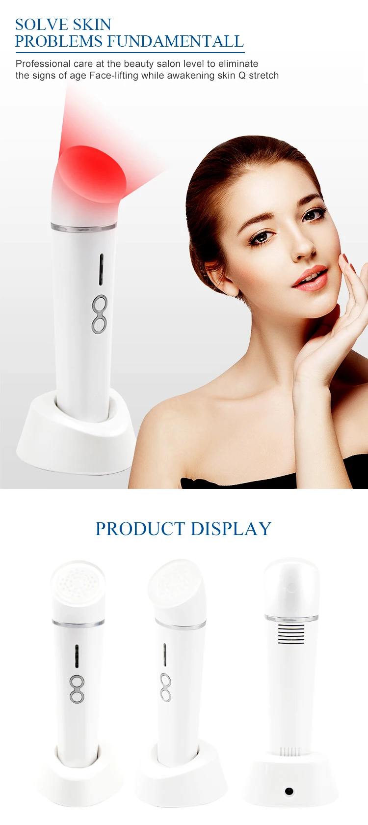 Warm Massage Sonic Vibration Led Red Light Therapy Device Skin Tightening Machine Facial Massager