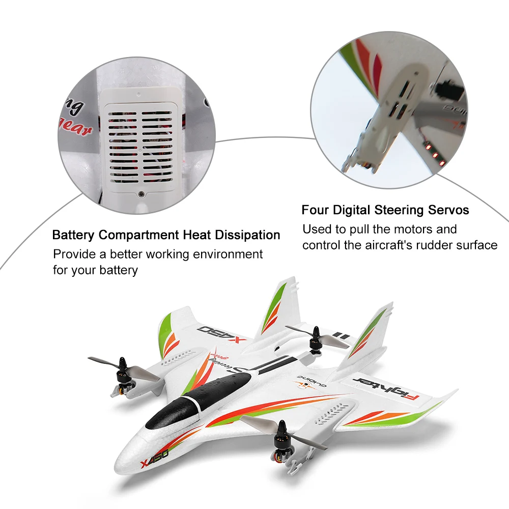 Hot HOSHI XK Wltoys X450 RC Plane 2.4G 6CH Fixed Wing Brushless RC Glider 3Flight Modes Vertical Take-off Landing RC Helicopter