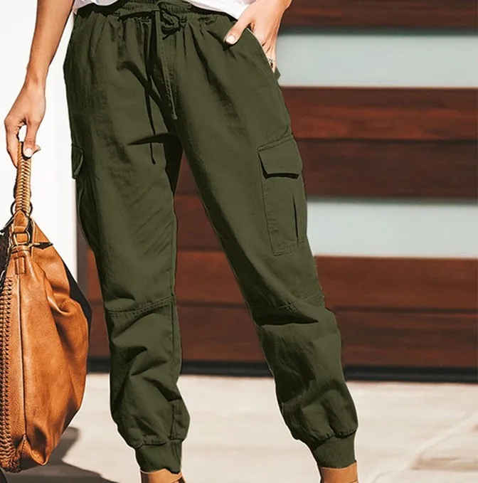 Pantalones De Trabajo Con Cordones Y Bolsillos Para Mujer,Ropa Informal De  Color Sólido A La Moda,2021 - Buy Pantalones De Las Mujeres 2022,Las Mujeres  Pantalones De Pantalones Vaqueros Denim,Las Mujeres Pantalones De