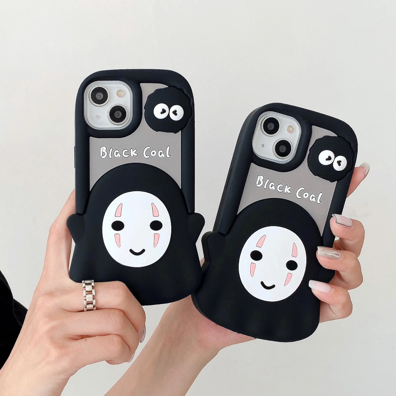 3D Cartoon Black Coal Silicon Rubber Phone Case for iPhone 14 13 12 11 Pro  Max Tear Boy Design Cute Dolls Phone Back Cover