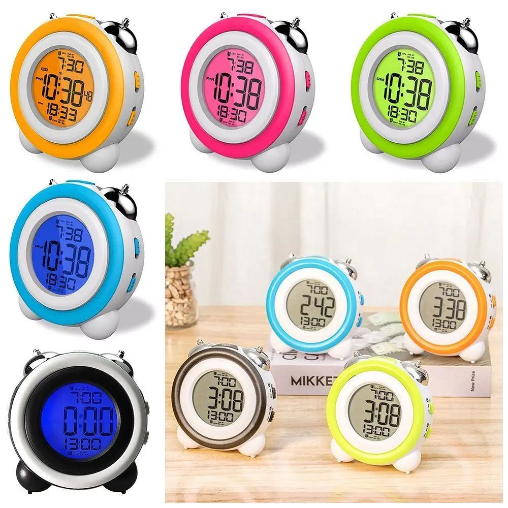 Wholesale Dual Extra Loud Vibrating LED Sleep Trainer Wake up Electronic Digital Bedroom Smart Alarm Clock with Calender