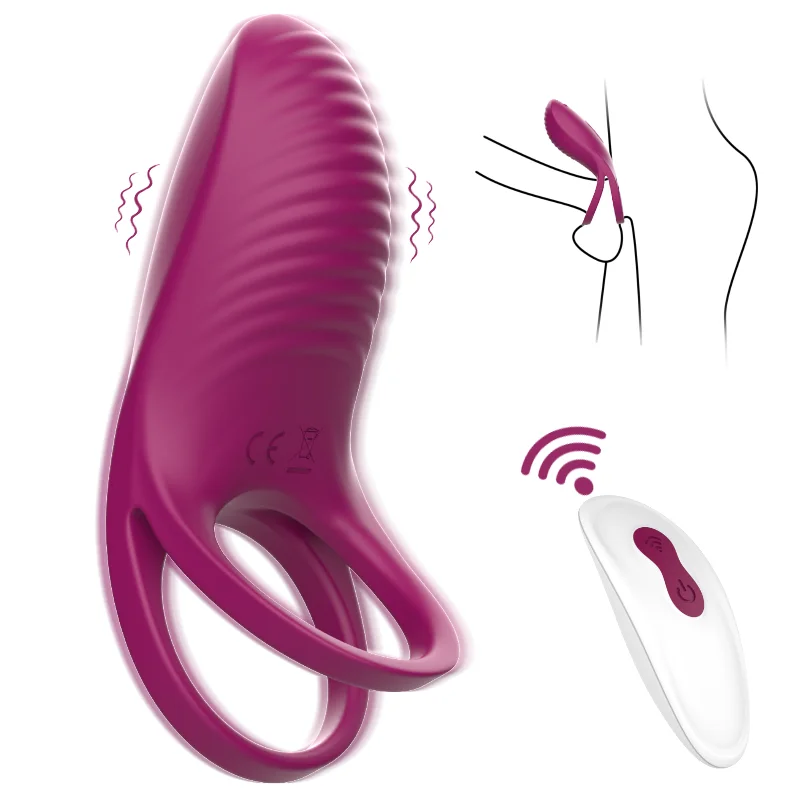 S-HANDE Silicone Rechargeable Strong Vibration Double Cock Ring Vibrating  Penis Ring Vibradores Para Hombres