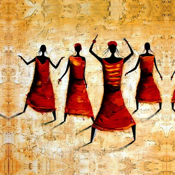 African Abstract Dancing People Canvas Printing Wall Art Home Decor Custom Oil Painting Handmade Wall Art