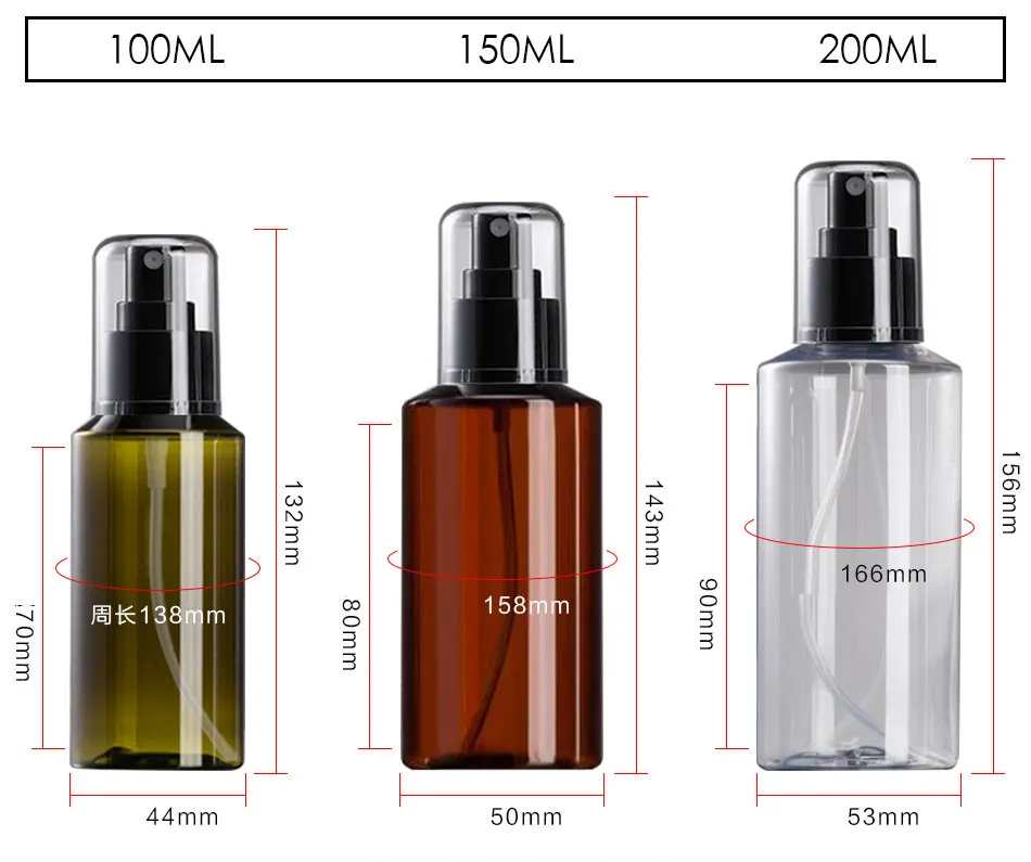 Empty Round 100ml 150ml 200ml Green Brown Light Grey Pet Plastic Hair