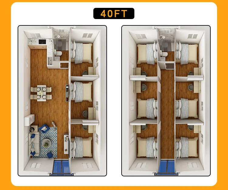 Customized 20FT 40FT Prefabricated 3 Bedroom Luxury Living Home Prefab ...