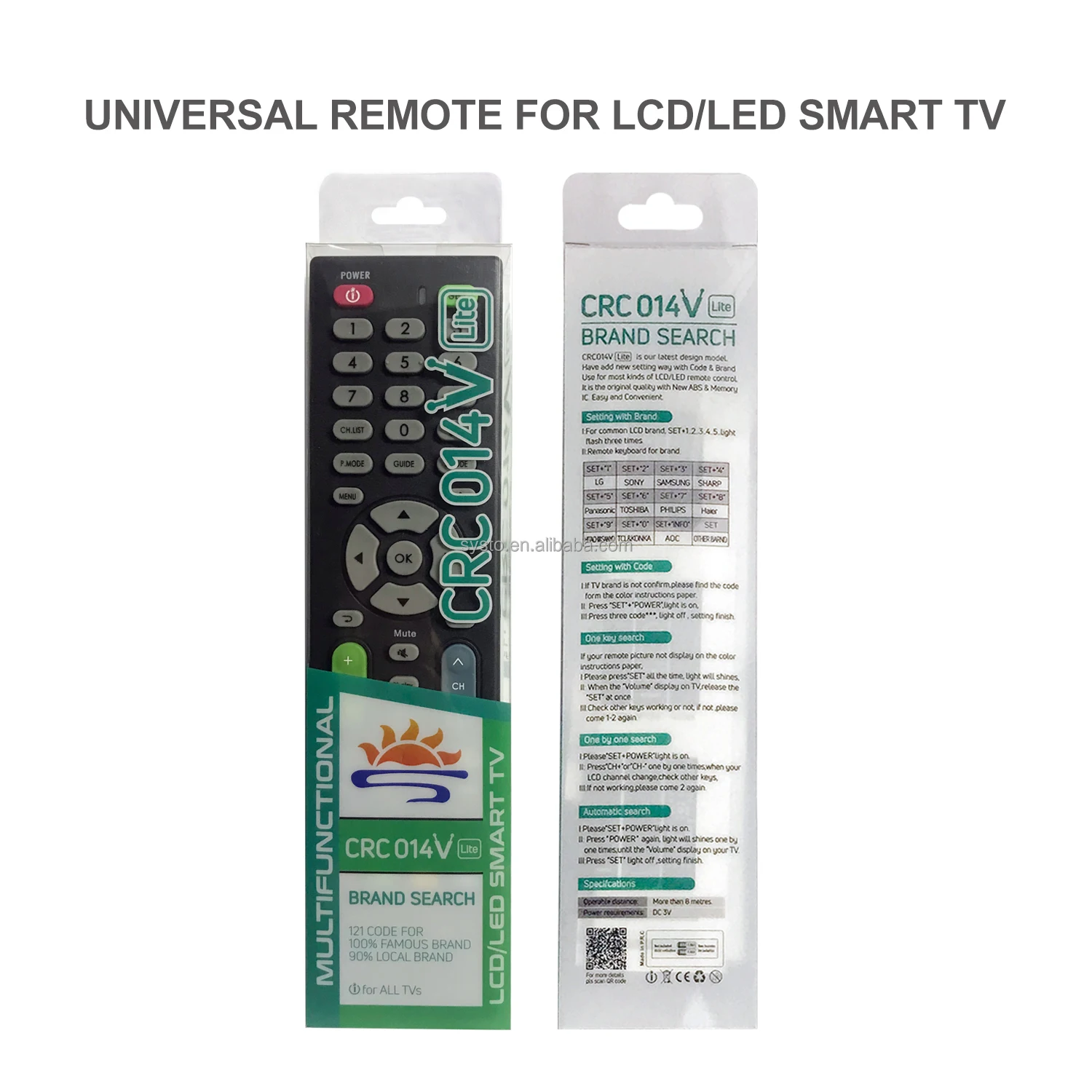 Systo Crc014v Upgrade Version Universal Remote For Lcd/led Plasma Tv