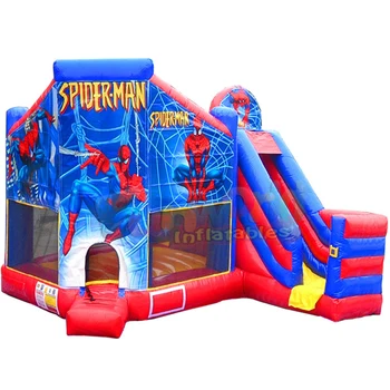 Commercial chateau gonflable brincolines inflables spiderman jumping castle inflatable bouncy castles with slide