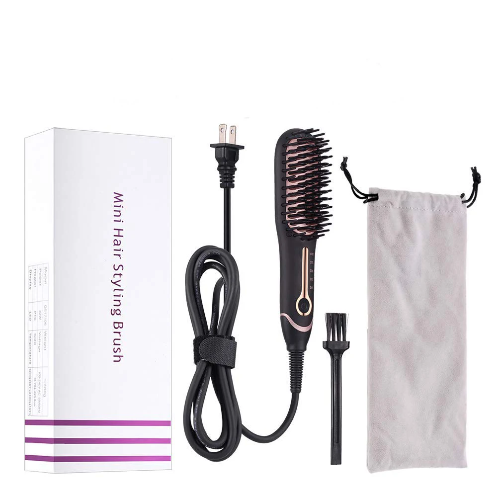 Mini Ceramic Beard Hair Straightener Brush 2 in 1 Hair Straightening Brush for Personal and Household Use