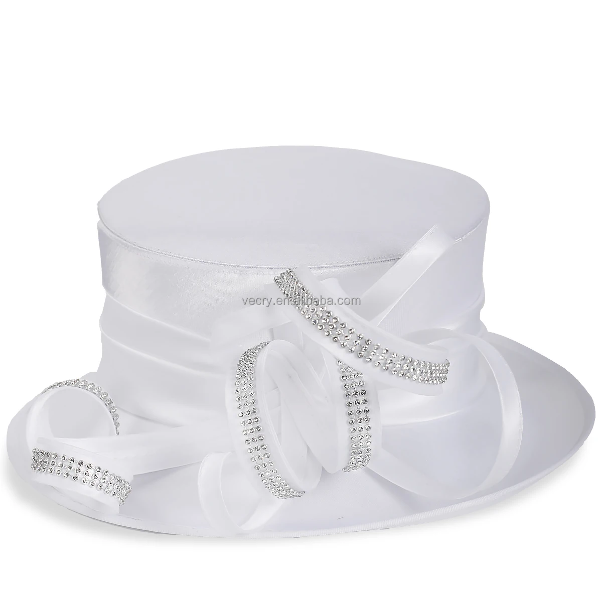 Fancy Women Satin Formal Church Hats for Wedding Tea Party