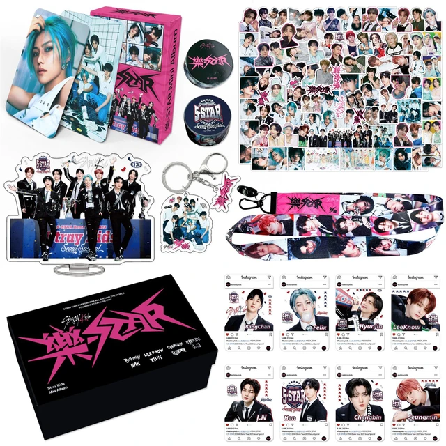 KPOP Stray Kids Rock Star Album Set 5-Star Dome Tour Gift Box Felix HyunJin Photocard Sticker Keychain Lanyard Fans Collection