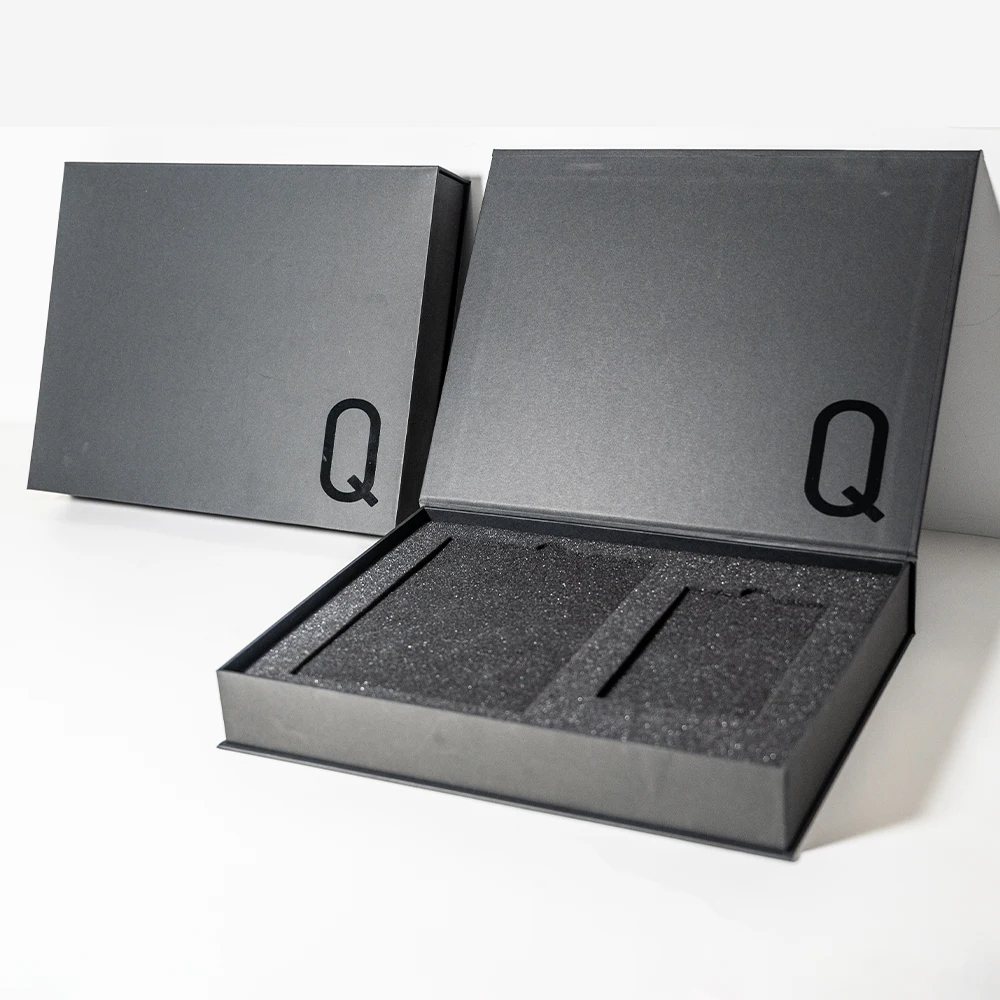 Premium UV Printing Rigid Book Shaped Foam Insert Flip Custom Book Shape Phone Electronic Tools Magnetic Packaging Box