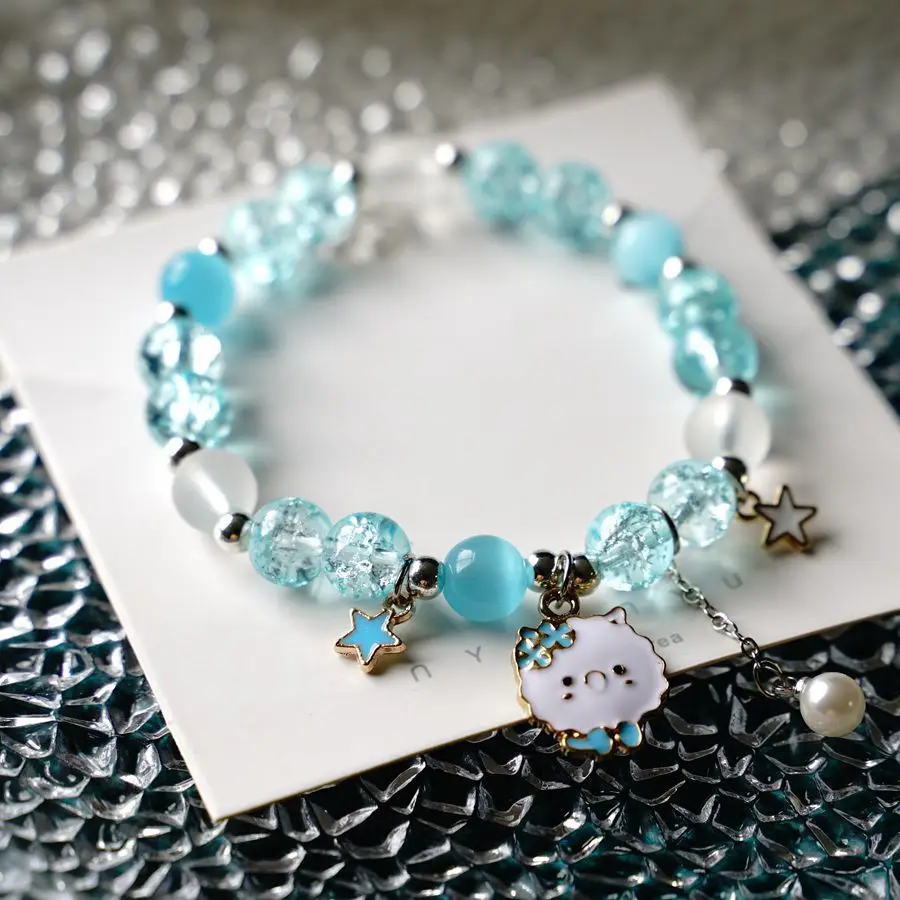 Cute Colorful Opal Cartoon Animal Rabbit Charm Bracelet