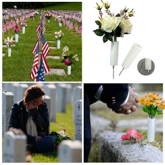 Cemetery Vases with Spikes Cemetery Flower Holder Black Plastic Grave Vase with Drainage Hole Funeral Flower Stands