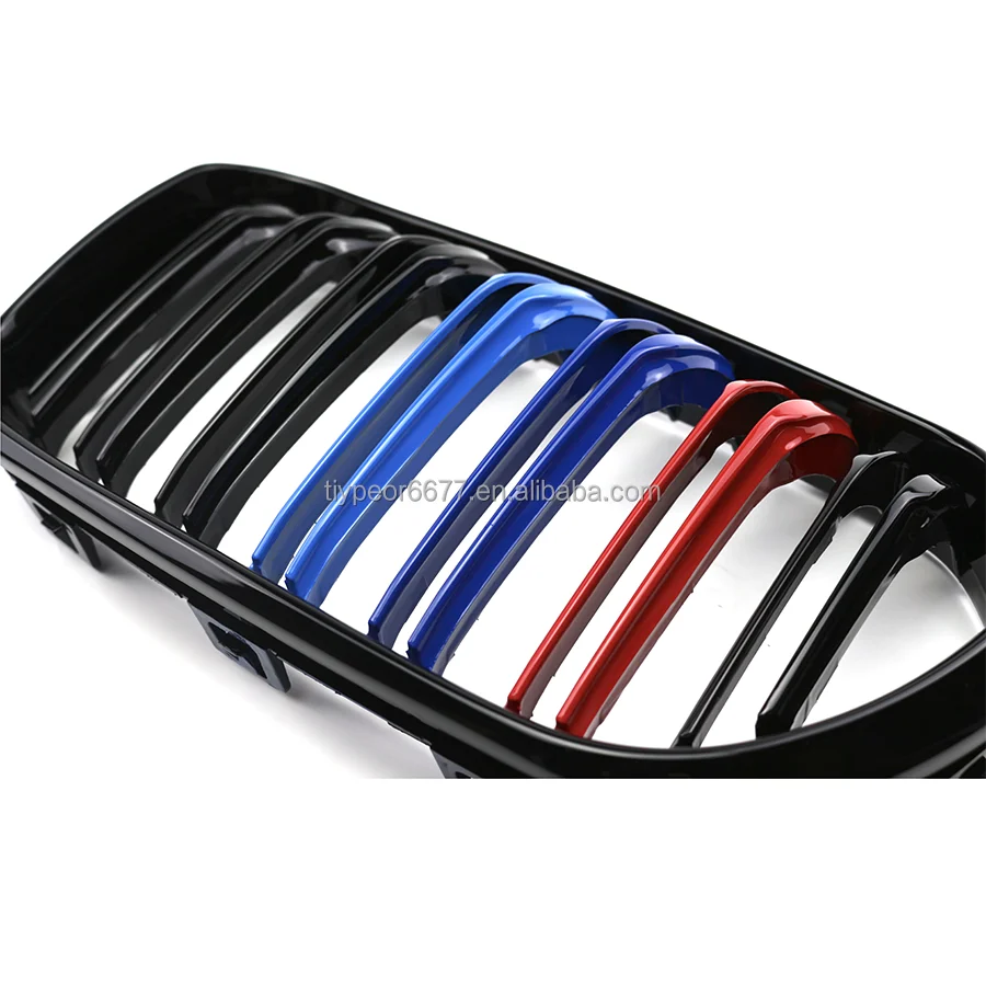 product tiypeor double line front center kidney grill for bmw series 1 f20 f21 2015   2018 facelift grille black carbon electroplated-5