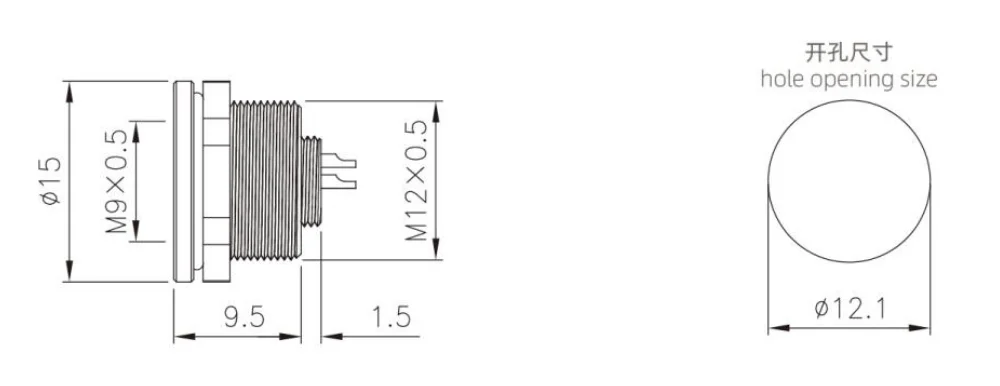 M9 Male Front Mount Socket(solder) IP67 2\3\4\5\6\7\8 Pin Industrial Connector