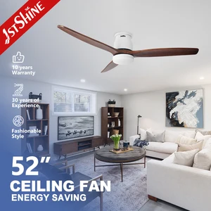 1stshine LED Ceiling Fan for Low Ceiling 52 Inches Solid Wood Flush Mount Space Saving Ceiling Fan With Light