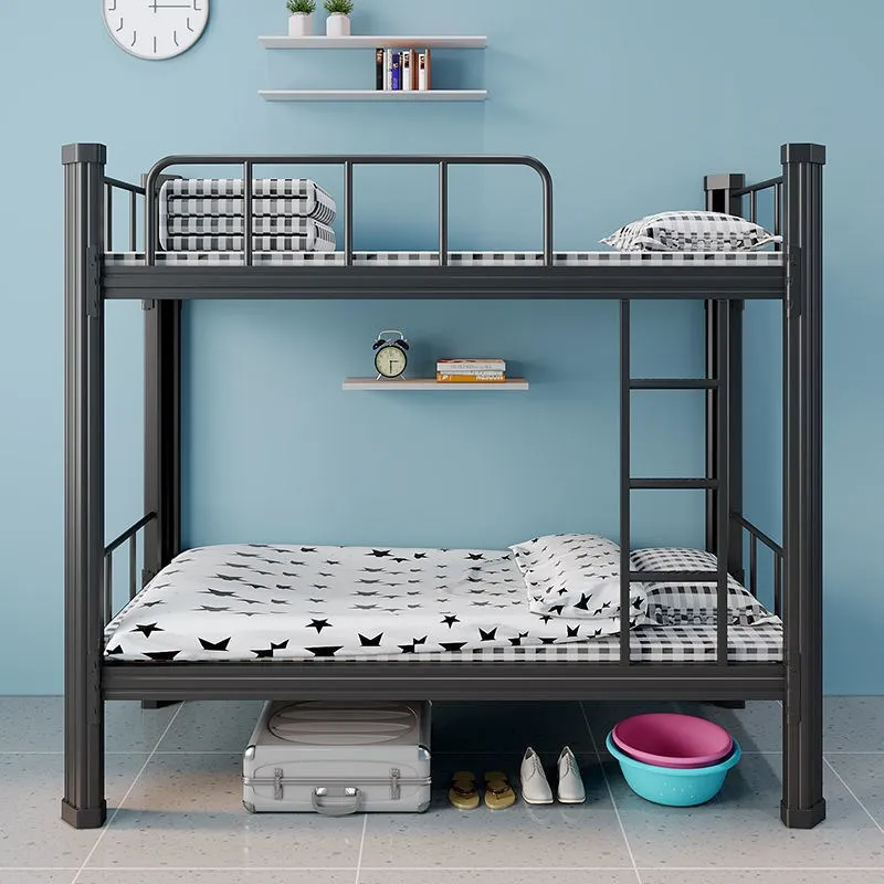 King Size Metal Bunk Bed with Sturdy Double Layer Frame for School and Staff Housing