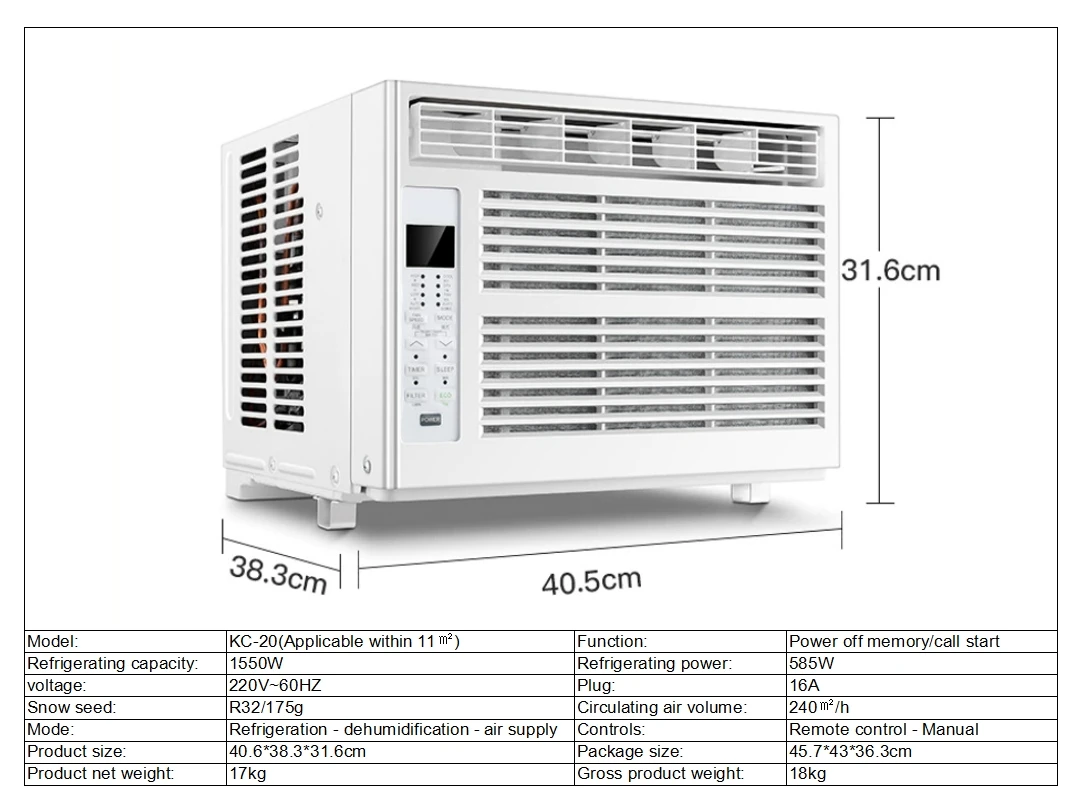 Window Mounted Air Conditioner, 220V, Electric - detail 4