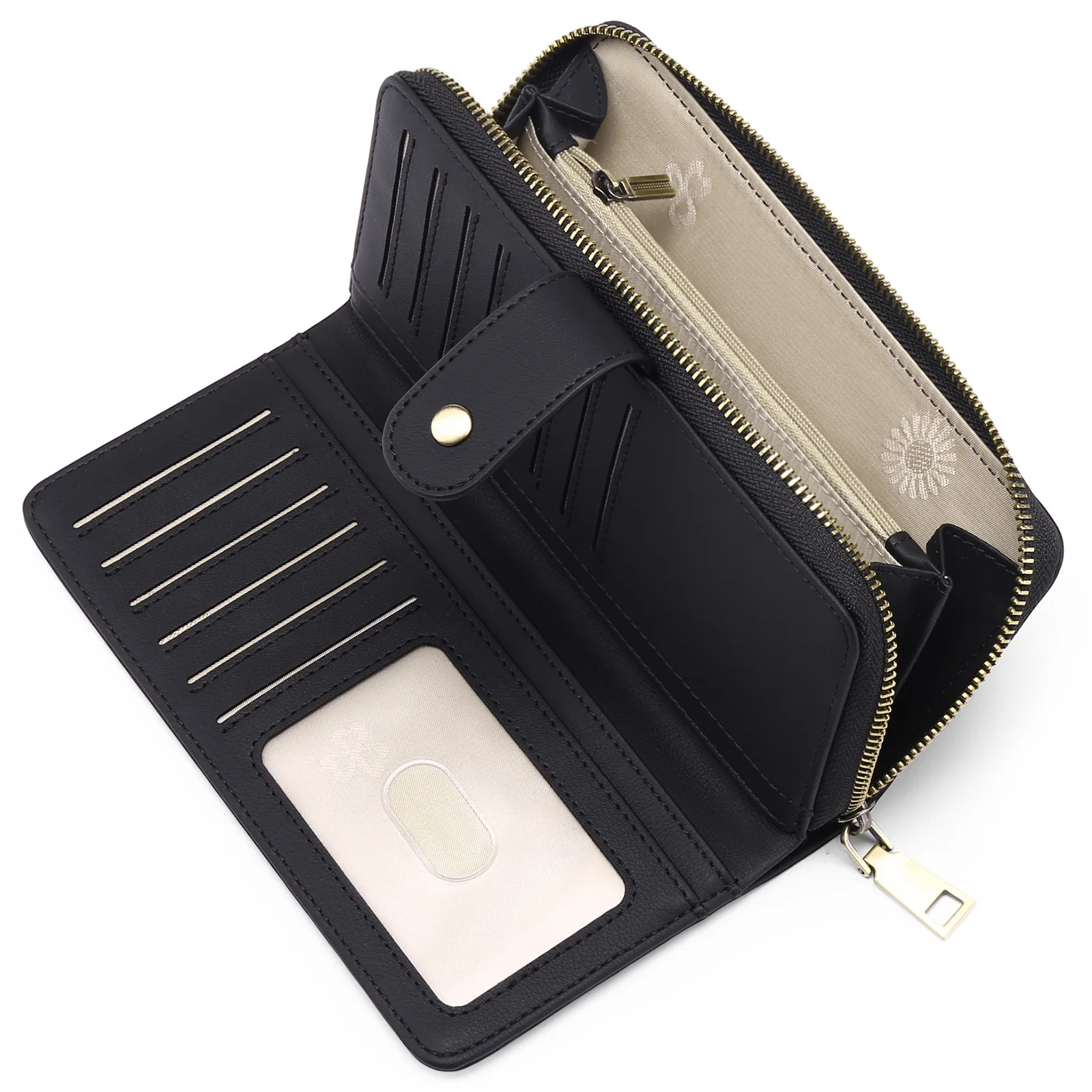 2023 Wholesale Custom Women Rfid Blocking Leather Clutch Wristlet Large