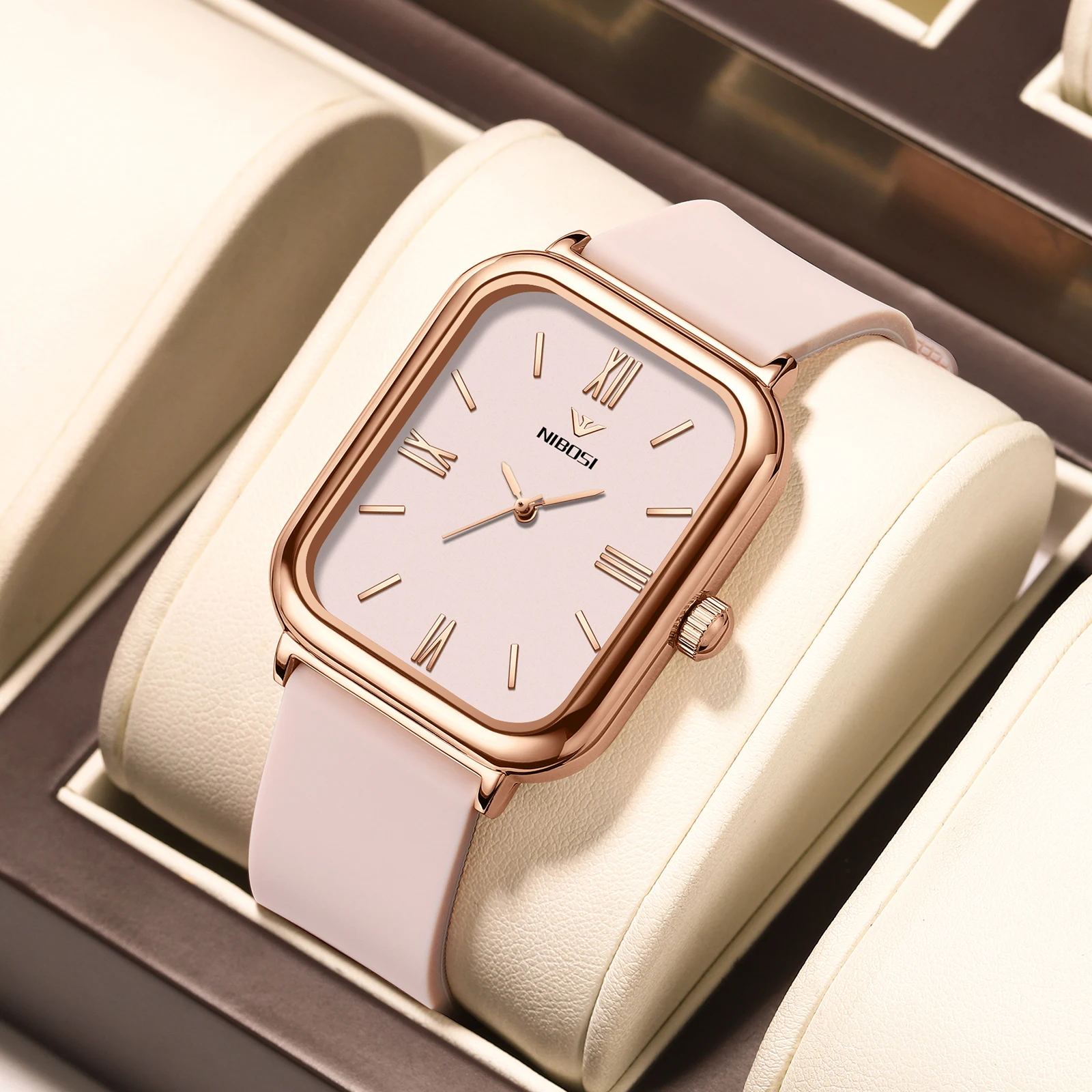 Orologio da donna Trend Orologio da polso rotondo lucido in oro rosa