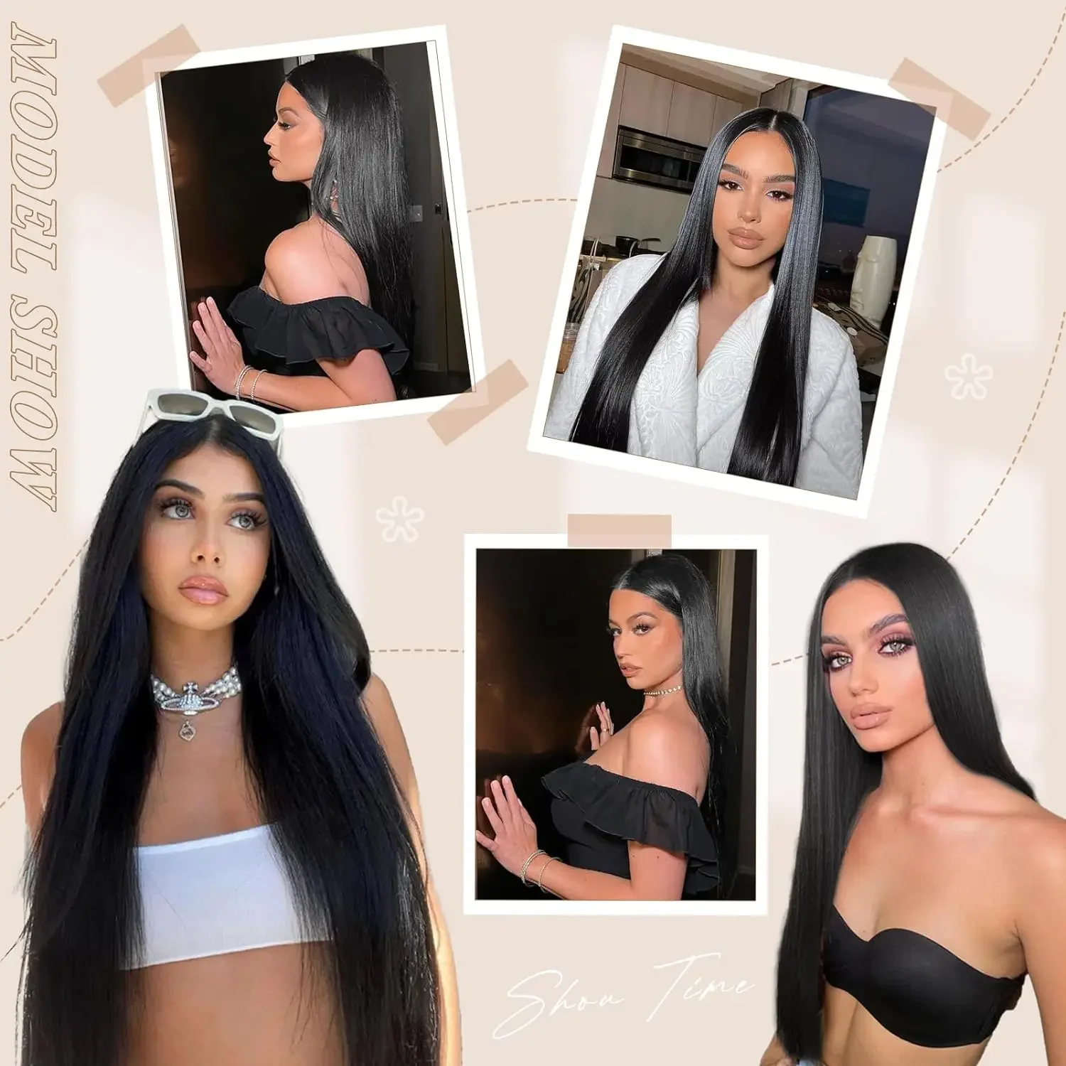 Extension capelli veri a clip lisci brasiliani remy naturali_voghion.com