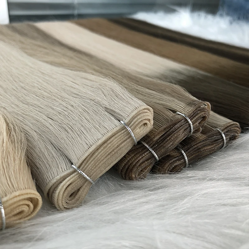Russian Thin Invisible Genius Weft Hair Extensions Double Drawn Human Hair Volume Genius Weft