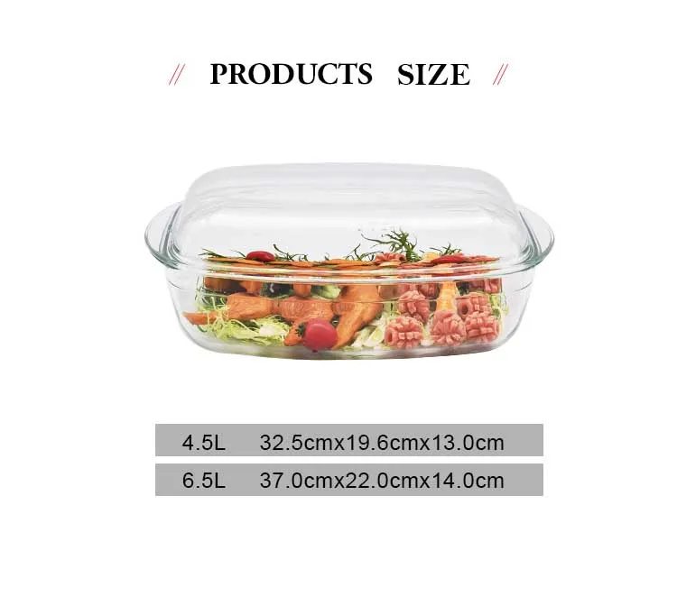 Modern High Borosilicate Dishes Cookware Rectangle Clear All Glass Casserole Pot For Oven Safe