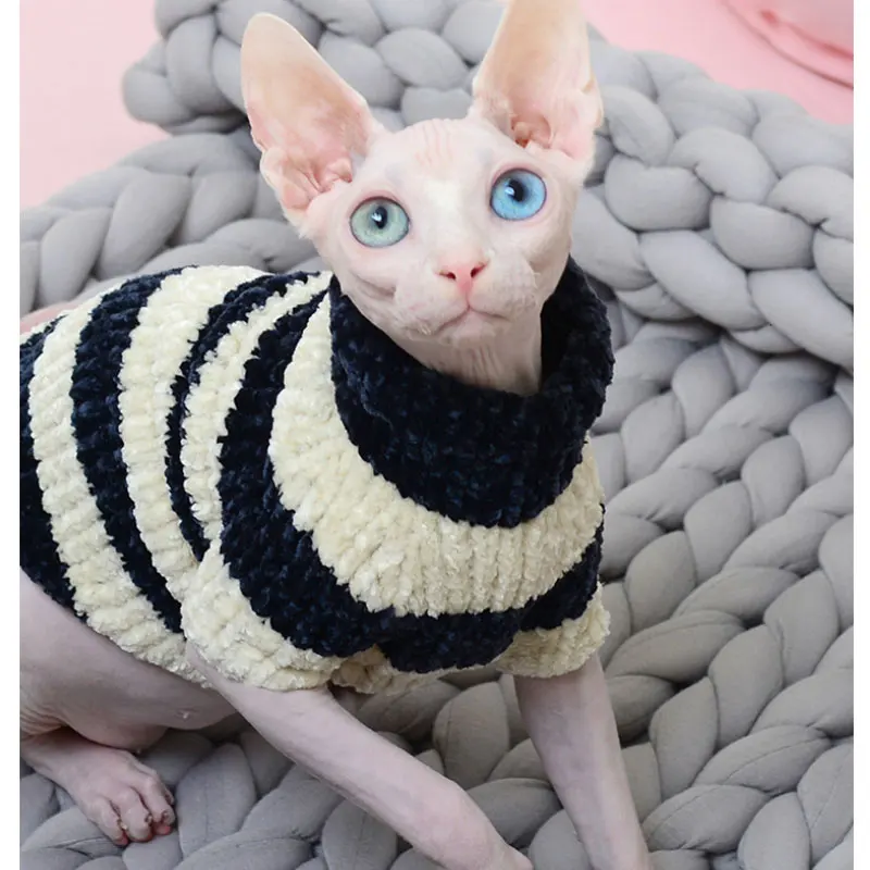 Hairless Cat Sweater Warm Cat Clothes in Autumn and Winter cat Handmade Swe...