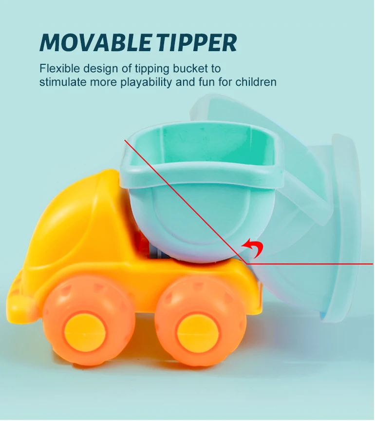 Chengji eco friendly summer outdoor sand playing tool set plastic cart beach truck car toy for kids