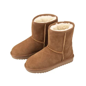 Top Wholesale Winter Sheepskin Wool Integrated Classic Leather Midsole Women's Flat Bottom with Plush Warm Snow Boots