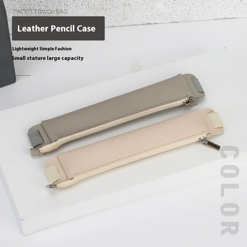 Elegant Personalized PU Leather Notebook Strap with Zipper Pencil Case and Pen Bag for Gift Advertising