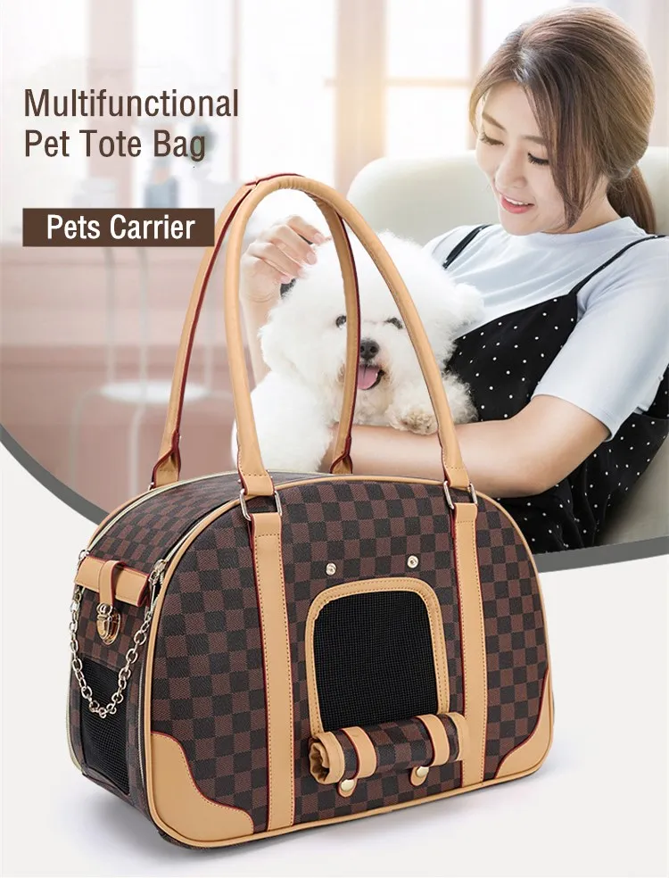 Luxury Tote Classic Leather Dog Carry Bag Fashionable Cat Bag Pet