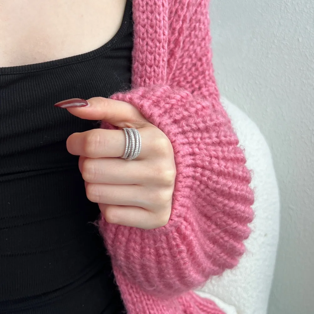 S925 Sterling Silver Niche Ins Fashion Light Luxury Rattan Wrap Women's Snake-Shaped Ring Lab Diamond Silver Fine Ring