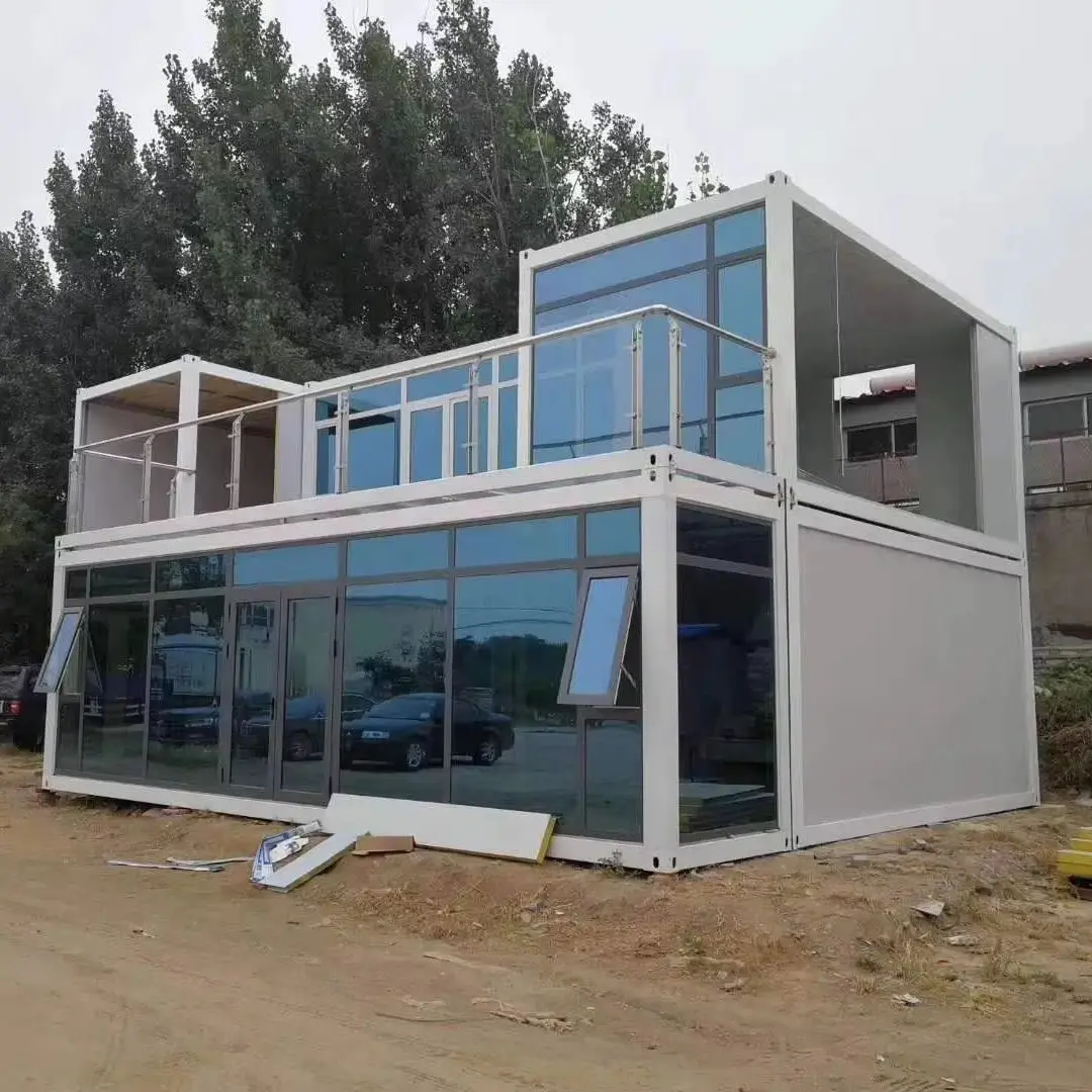 40ft Veľký Rodinný Park Prefabrikovaný Dom Z Oceľovej Kostry Kontajner Mobilný Park s Terasou Domčeky Domčeky Vila