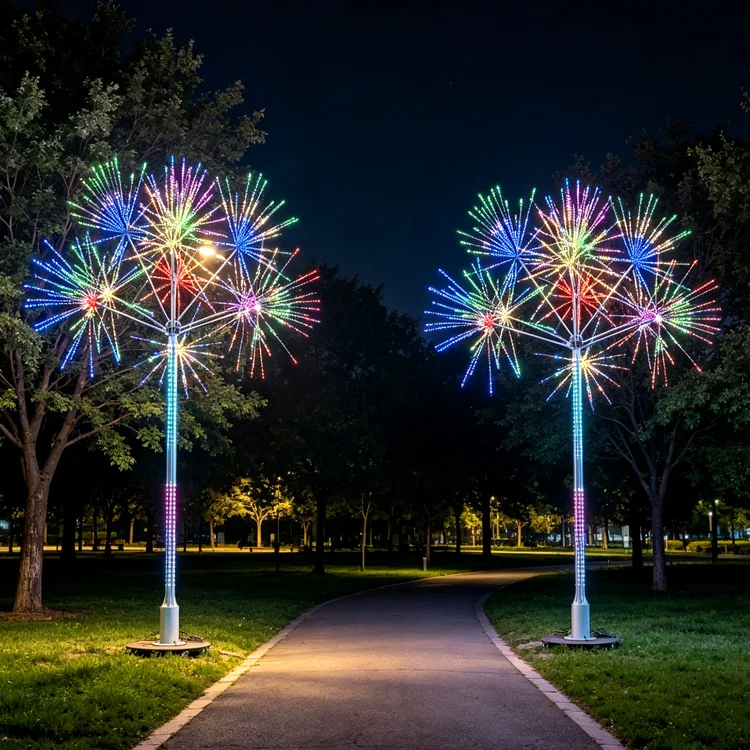 Custom LED Firework Christmas Light | IP65 Waterproof Metal Outdoor Holiday Decor with APP Control