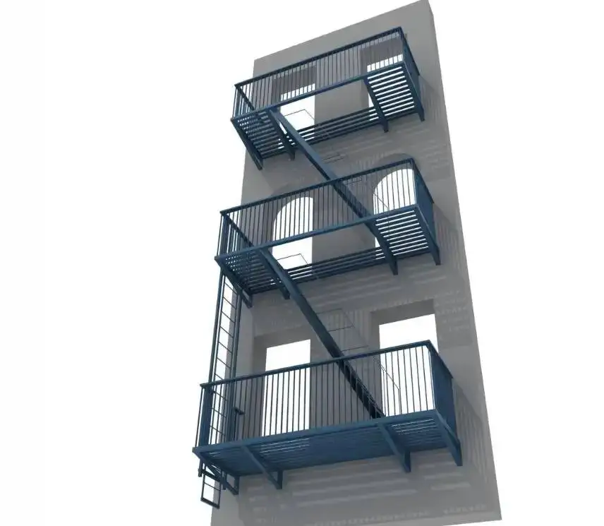 Cheap Made in China Outdoor Fire Escape Steel Grate Steps Durable Metal Stairs