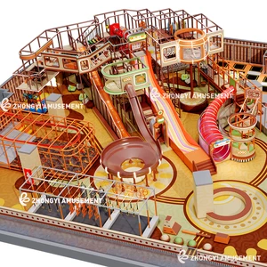 Candy Daycare Indoor Playground Set Kids Amusement Maze Playhouse with Castle & Slide Equipment for Children's Play Space