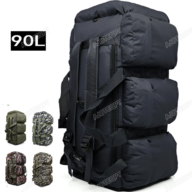 90L Outdoor Backpack Hiking Bag Camping Travel Waterproof Mountaineering Pack 