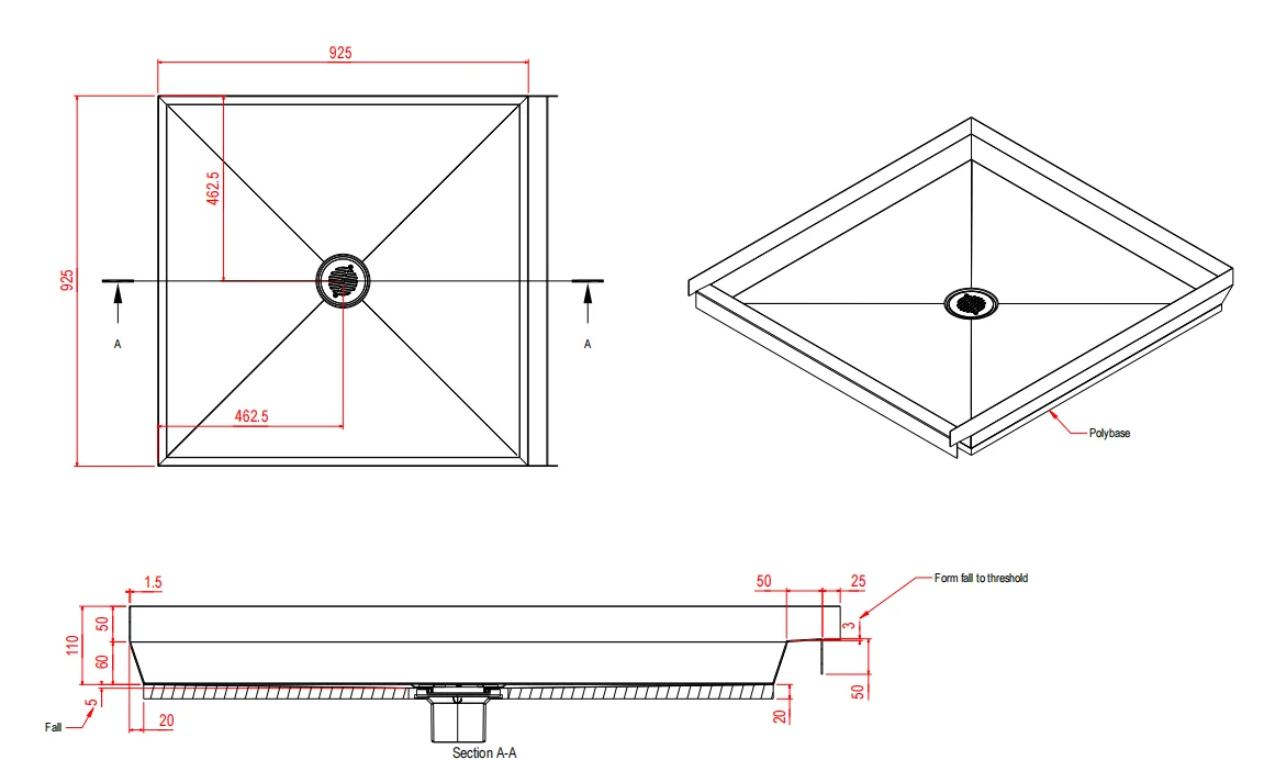 Wetrooms Design Large Stainless Steel Shower Tray Custom Made Stainless