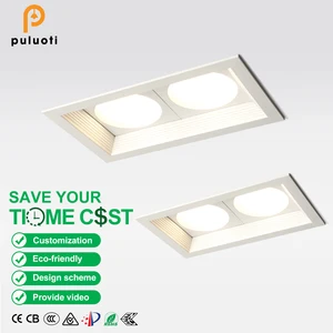 PULUOTI Modern 2-Head White Aluminum LED Cob 10W/20W Square Downlight New Design Indoor Living Room Recessed for Home Office