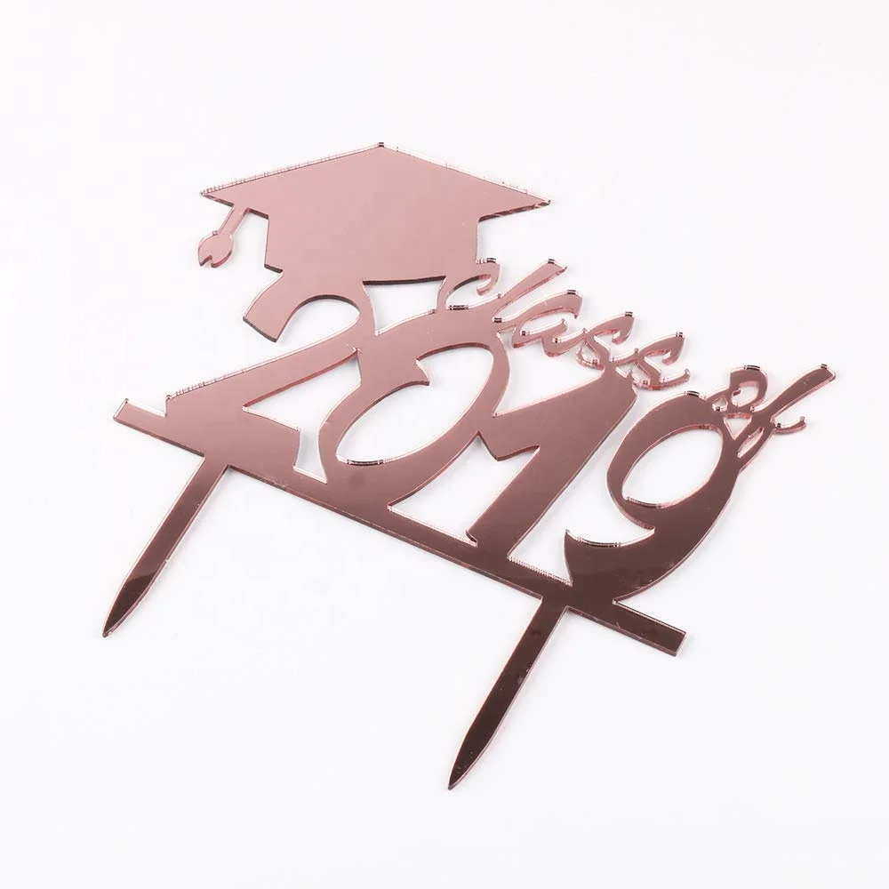 Class 2019 Cake Topper for 2019 Graduation High School Graduation College Grad Party Decorations Supplies Double Sided Gold Glitter 