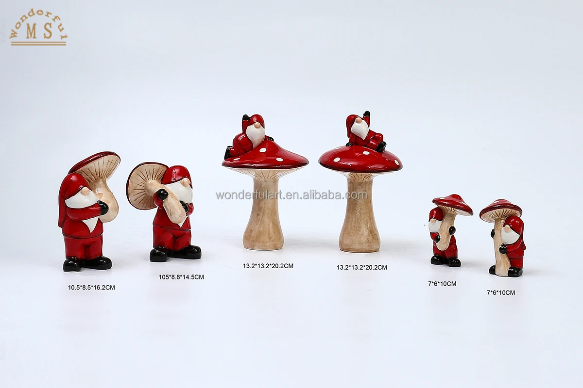 Christmas Decorative Ceramic Mushroom Ornaments for Home Decor Garden Decoration
