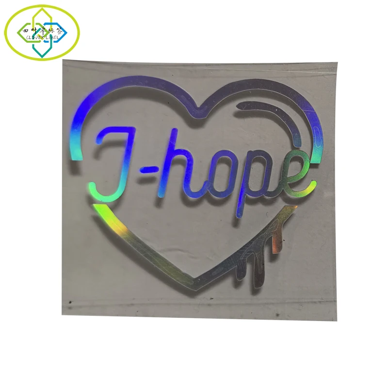 Custom Transparent PET Label Rainbow Color Laser Gold Foil Clear Holographic Die Cut Sticker