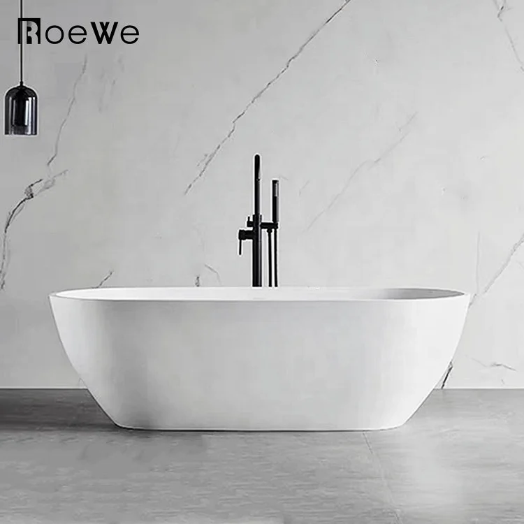 71inch Oval Shape Artificial Stone Bathtubs Solid Surface Freestanding Bathtub Resin Cast Stone Bath Tub Soaking Matt Tubs